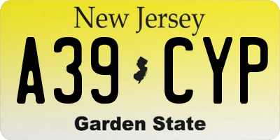 NJ license plate A39CYP
