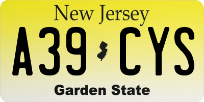NJ license plate A39CYS