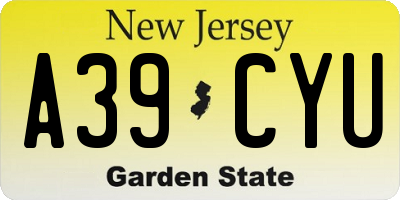 NJ license plate A39CYU