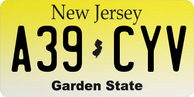 NJ license plate A39CYV