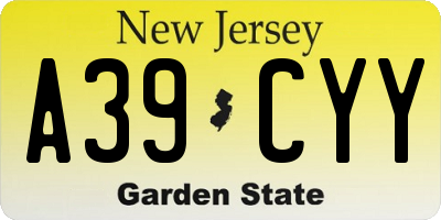 NJ license plate A39CYY