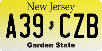 NJ license plate A39CZB