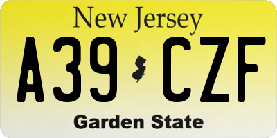 NJ license plate A39CZF