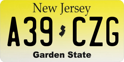 NJ license plate A39CZG