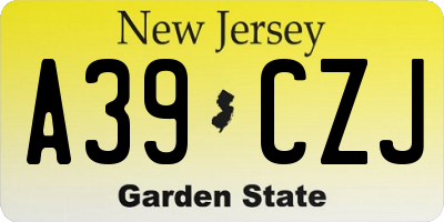 NJ license plate A39CZJ