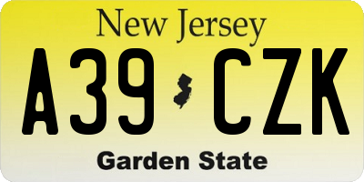NJ license plate A39CZK
