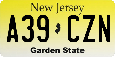 NJ license plate A39CZN