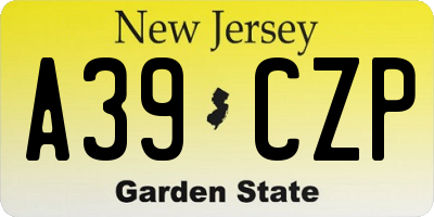 NJ license plate A39CZP