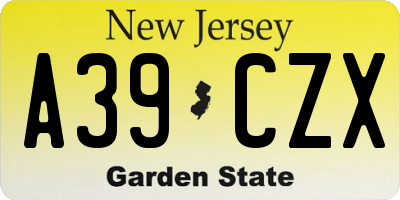 NJ license plate A39CZX