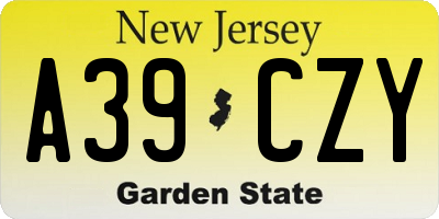 NJ license plate A39CZY
