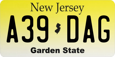 NJ license plate A39DAG