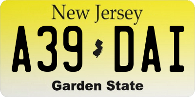 NJ license plate A39DAI