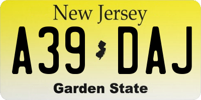 NJ license plate A39DAJ