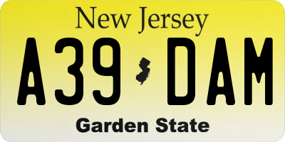 NJ license plate A39DAM