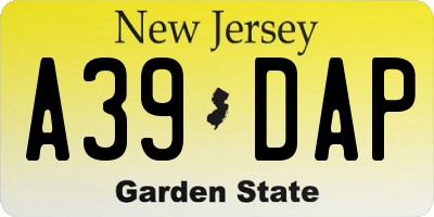 NJ license plate A39DAP
