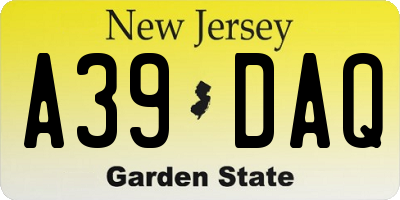 NJ license plate A39DAQ