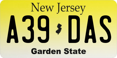 NJ license plate A39DAS