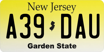 NJ license plate A39DAU