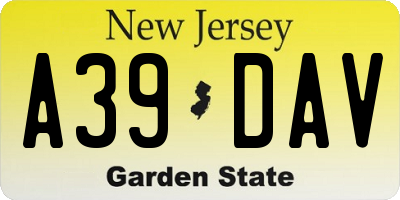 NJ license plate A39DAV