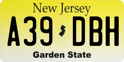 NJ license plate A39DBH