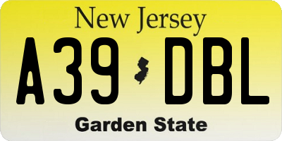 NJ license plate A39DBL