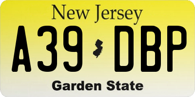 NJ license plate A39DBP