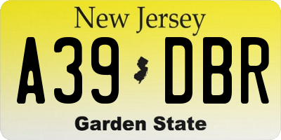 NJ license plate A39DBR