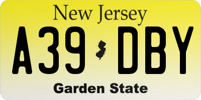 NJ license plate A39DBY