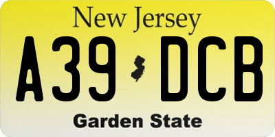 NJ license plate A39DCB