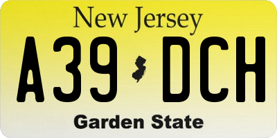 NJ license plate A39DCH