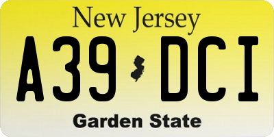 NJ license plate A39DCI