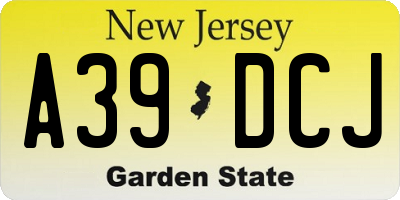 NJ license plate A39DCJ