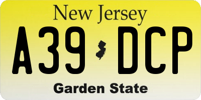 NJ license plate A39DCP