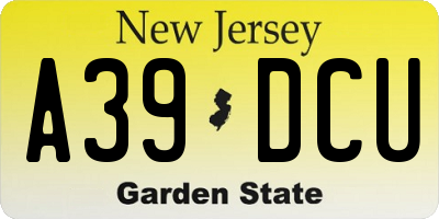 NJ license plate A39DCU