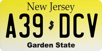 NJ license plate A39DCV