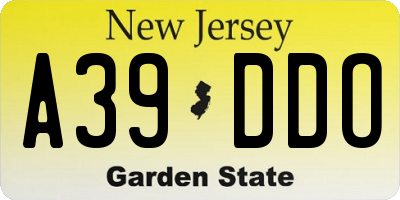 NJ license plate A39DDO