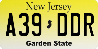 NJ license plate A39DDR