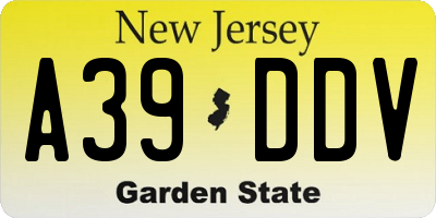 NJ license plate A39DDV