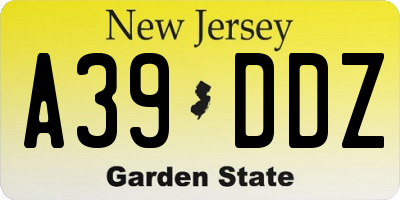 NJ license plate A39DDZ