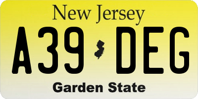 NJ license plate A39DEG