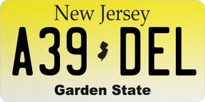 NJ license plate A39DEL