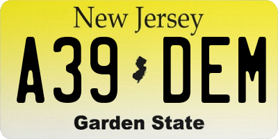 NJ license plate A39DEM