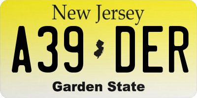 NJ license plate A39DER