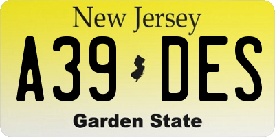 NJ license plate A39DES