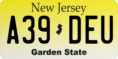 NJ license plate A39DEU
