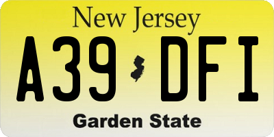NJ license plate A39DFI