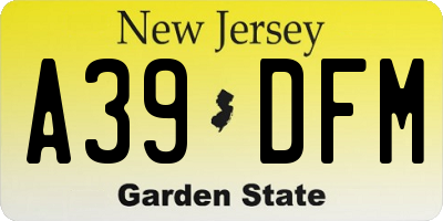 NJ license plate A39DFM