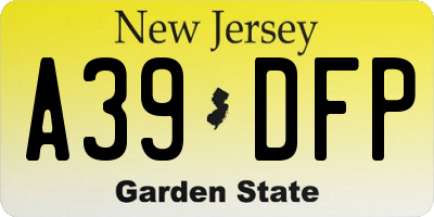 NJ license plate A39DFP