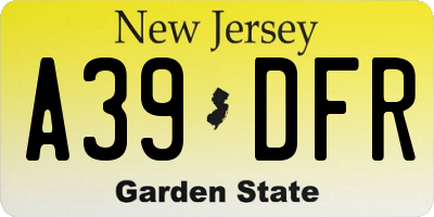 NJ license plate A39DFR