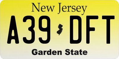 NJ license plate A39DFT